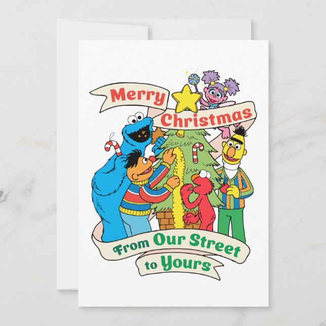 Cartes Pour Fêtes Annuelles Sesame Street Joyeux Noël (Devant)