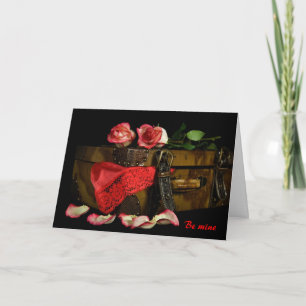Cartes Pour Fêtes Annuelles S'est levé sur la valise vintage avec la lingerie