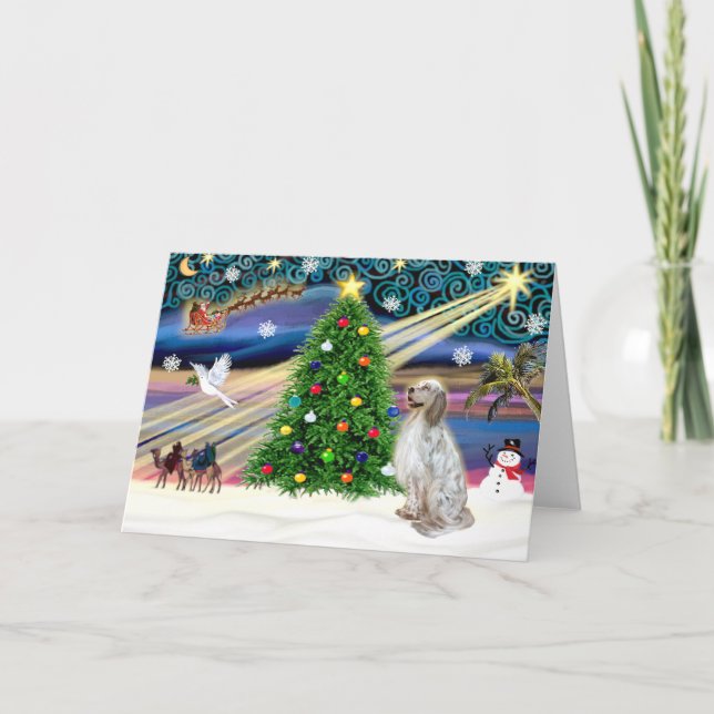 Cartes Pour Fêtes Annuelles Setter anglais magique de Noël (Devant)