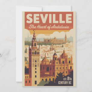 Cartes Pour Fêtes Annuelles Séville Espagne Rétro Ciel Ville Voyage