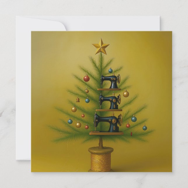 Cartes Pour Fêtes Annuelles Sewing machine Christmas tree Happy Crafty Xmas (Devant)