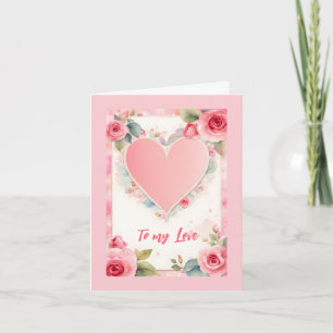 Cartes Pour Fêtes Annuelles Shabby Chic Coeur rose et Fleurs Valentine