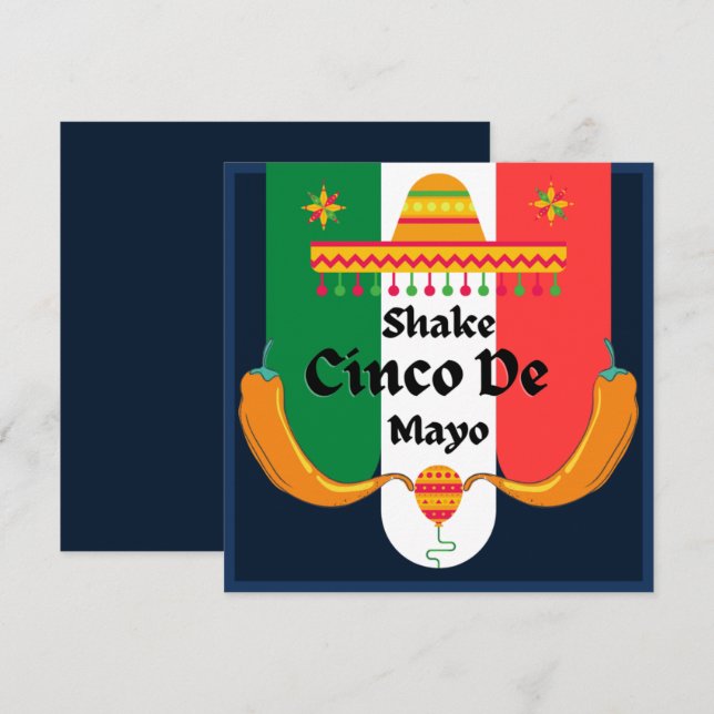 Cartes Pour Fêtes Annuelles Shake Shake Shake Cinco De Mayo  (Devant / Derrière)
