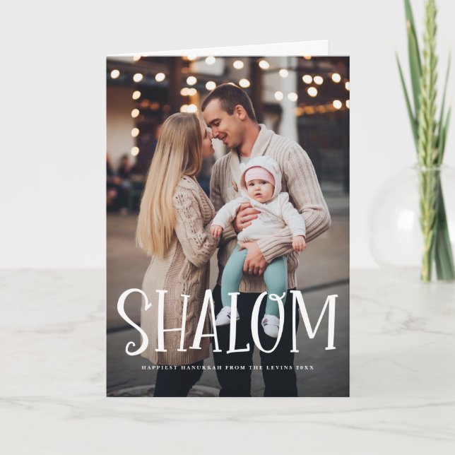 Cartes Pour Fêtes Annuelles Shalom White Lettering Overlay Happy Hanoukka (Devant)