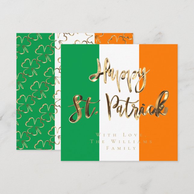 Cartes Pour Fêtes Annuelles Shamrock Clovers Motif Bonne St. Patrick's Day (Devant / Derrière)
