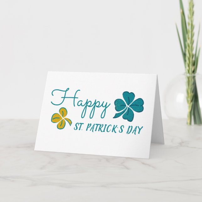 Cartes Pour Fêtes Annuelles Shamrock de trèfle à quatre feuilles Joyeux Saint  (Devant)