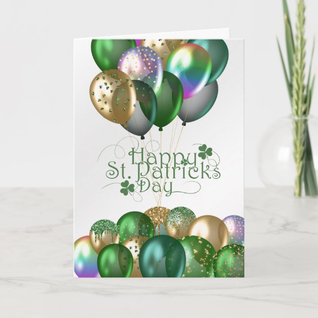 Cartes Pour Fêtes Annuelles Shamrock des ballons verts de la Saint-Patricks (Devant)
