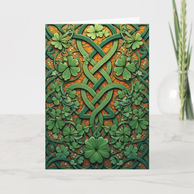 Cartes Pour Fêtes Annuelles Shamrock et noeuds celtiques St. Patrick's Day (Devant)