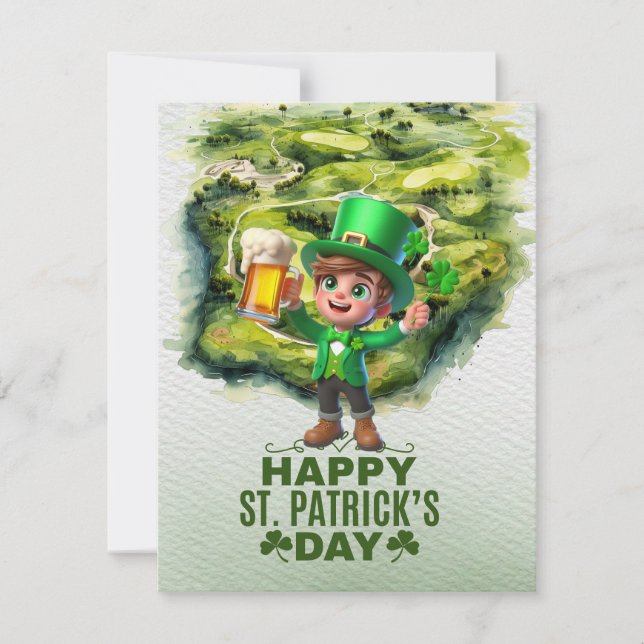 Cartes Pour Fêtes Annuelles Shamrock pour la Saint Patrick's Day pour Golfer (Devant)
