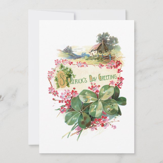 Cartes Pour Fêtes Annuelles Shamrock vintages St. Patrick's Day Greys (Devant)
