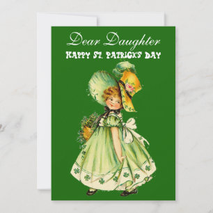 Cartes Pour Fêtes Annuelles Shamrocks vintages Lucky St. Patrick's Day Fille