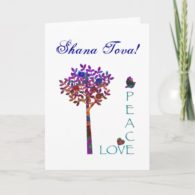 Cartes Pour Fêtes Annuelles Shana Tova-Paix et Aimer Pommier (Devant)