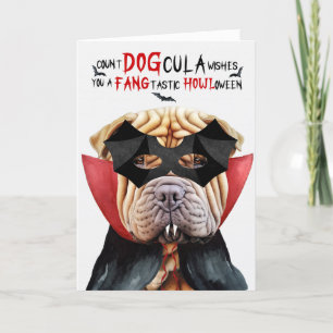 Cartes Pour Fêtes Annuelles Shar Pei Chien Drôle Nombre DOGcula Halloween