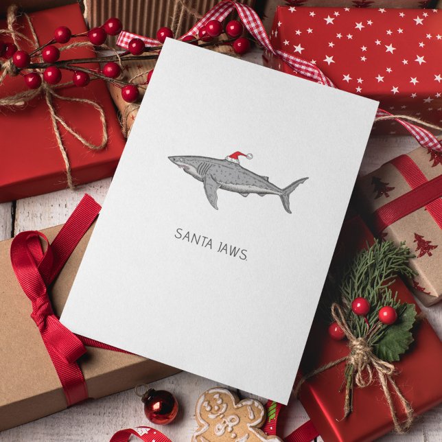 Cartes Pour Fêtes Annuelles Shark Père Noël Jaws Drôle Noël dire (Créateur téléchargé)