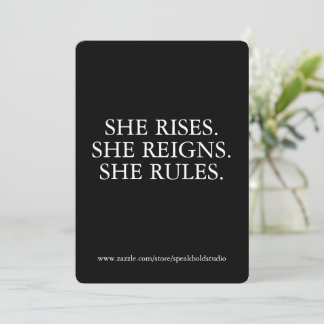 Cartes Pour Fêtes Annuelles She Reigns Card – Motivational Feminist Quote Gift