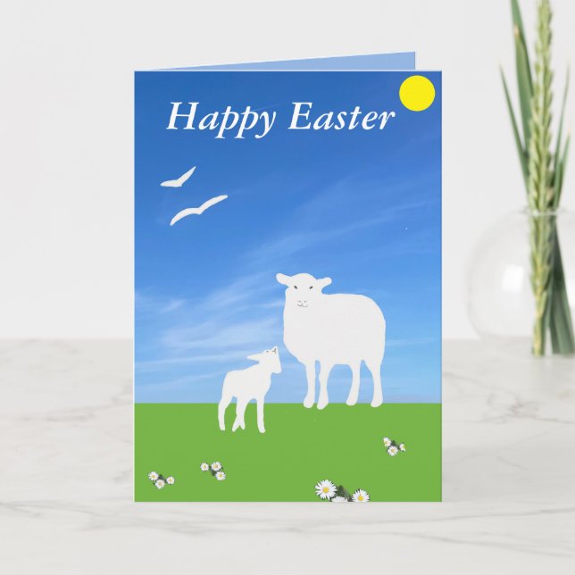 Cartes Pour Fêtes Annuelles Sheep and Lamb editable Easter (Devant)