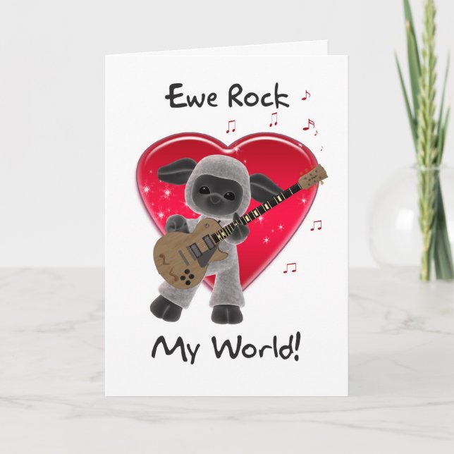 Cartes Pour Fêtes Annuelles Sheep Valentine's Day Card - Ewe Rock My World (Devant)