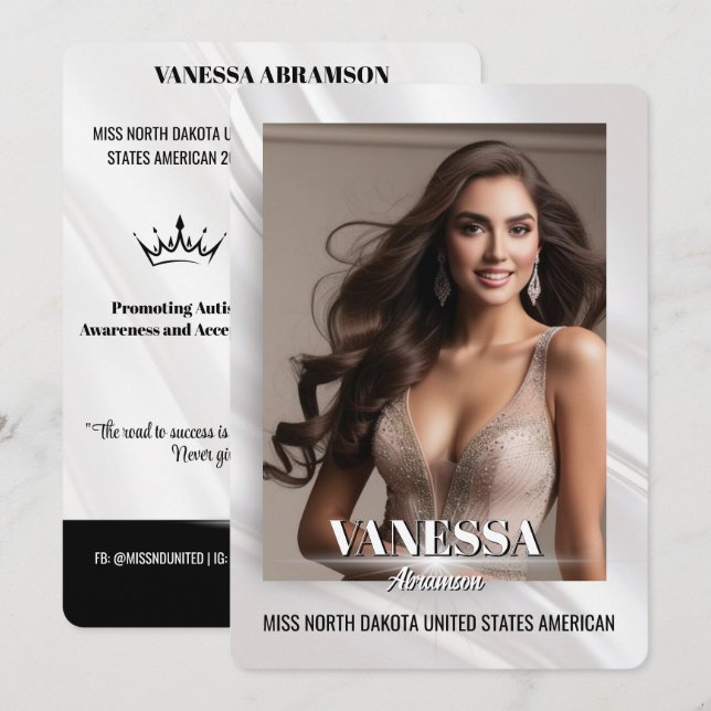 Cartes Pour Fêtes Annuelles Sheer Sunburst Pageant Autograph Card (Devant / Derrière)