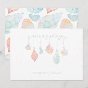 Cartes Pour Fêtes Annuelles Shell Watercolor Seas Et Salutations