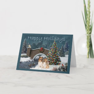 Cartes Pour Fêtes Annuelles Sheltie Christmas Card Soirée