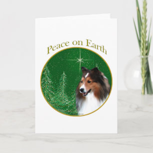 Cartes Pour Fêtes Annuelles Shetland Sheepdog (sable) Paix
