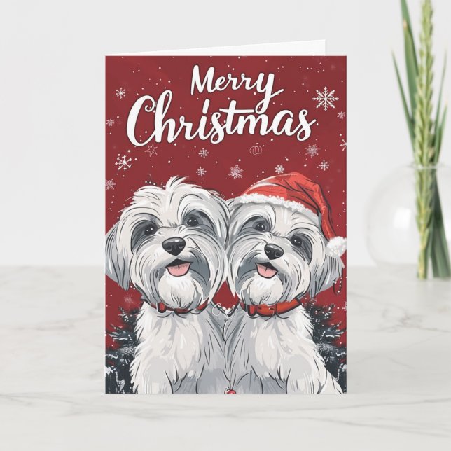 Cartes Pour Fêtes Annuelles Shi Tzu Joyeux Noël Personnalisé (Devant)