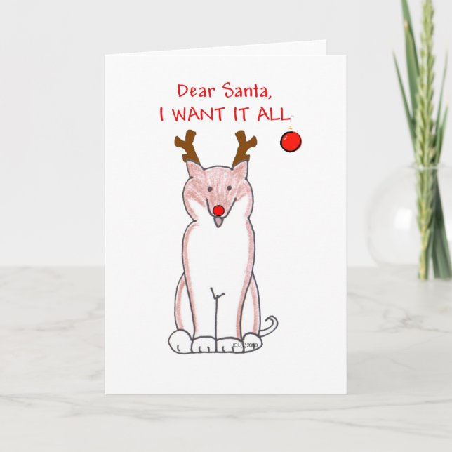 Cartes Pour Fêtes Annuelles Shiba Inu Cher Père Noël (Devant)
