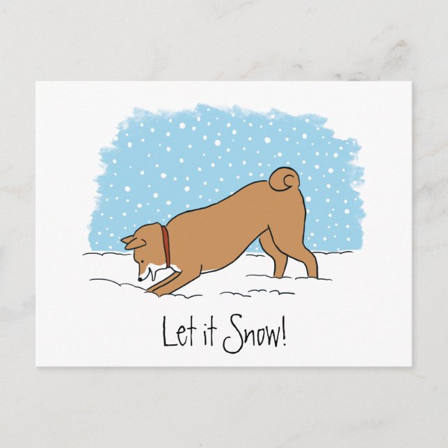 Cartes Pour Fêtes Annuelles Shiba Inu l'a laissé neiger - des vacances (Devant)
