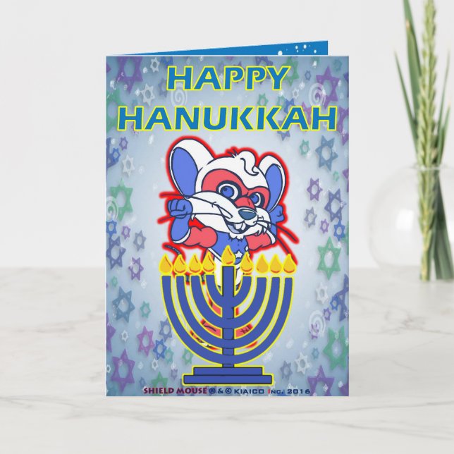 Cartes Pour Fêtes Annuelles SHIELD MOUSE Happy Hanoukka Card 2016 (Devant)