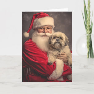 Cartes Pour Fêtes Annuelles Shih Tzu et Père Noël