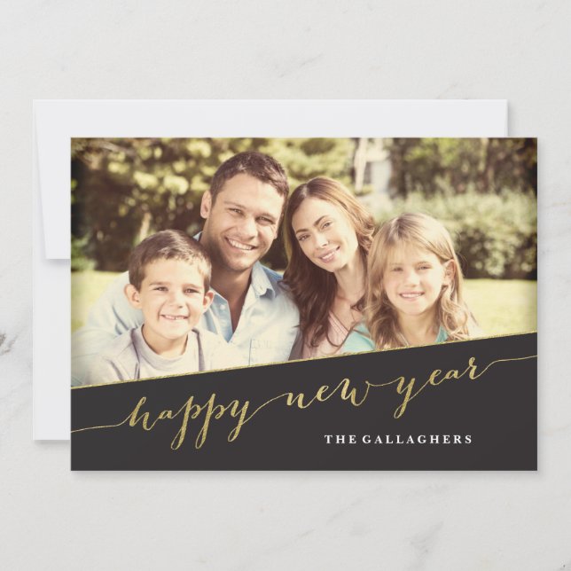 Cartes Pour Fêtes Annuelles Shimmering Gold Happy New Year Holiday Photo (Devant)