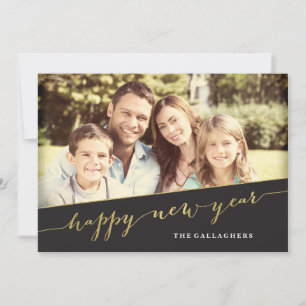 Cartes Pour Fêtes Annuelles Shimmering Gold Happy New Year Holiday Photo
