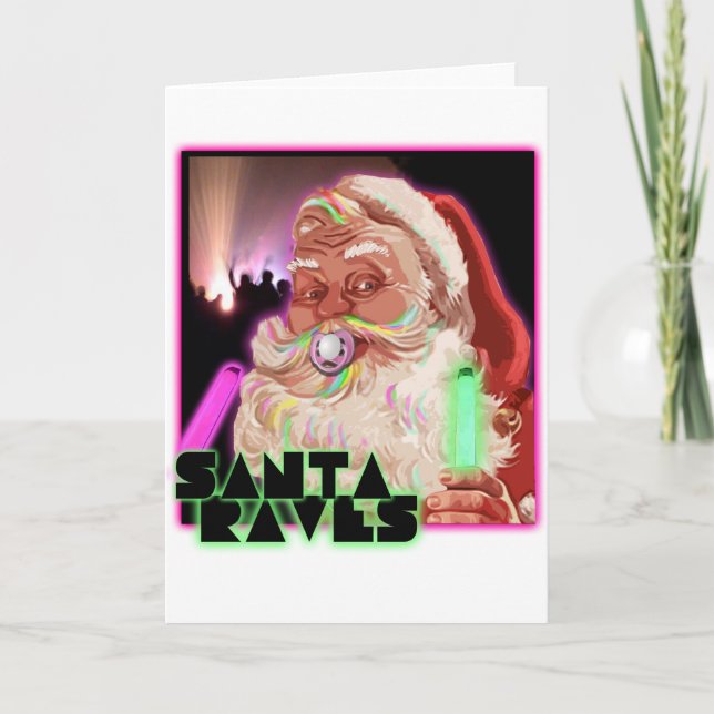 Cartes Pour Fêtes Annuelles Shirt de Santa Claus Rave (Devant)