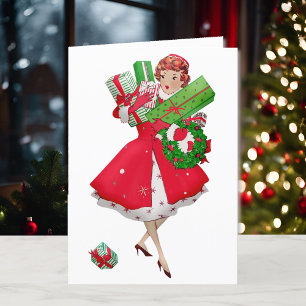 Cartes Pour Fêtes Annuelles Shopping en talons hauts & Girdle Vintage Noël