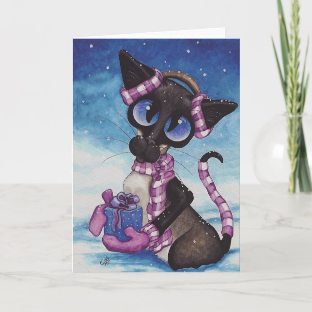 Cartes Pour Fêtes Annuelles Siamais d'hiver (Devant)
