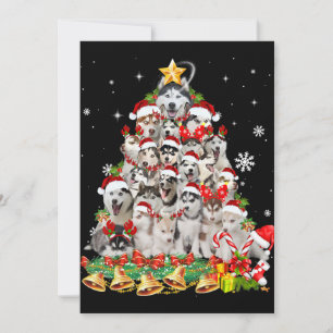 Cartes Pour Fêtes Annuelles Sibérie Husky Christmas Tree Lumières Drôle Chien