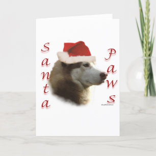 Cartes Pour Fêtes Annuelles Sibérien Husky Père Noël Paws