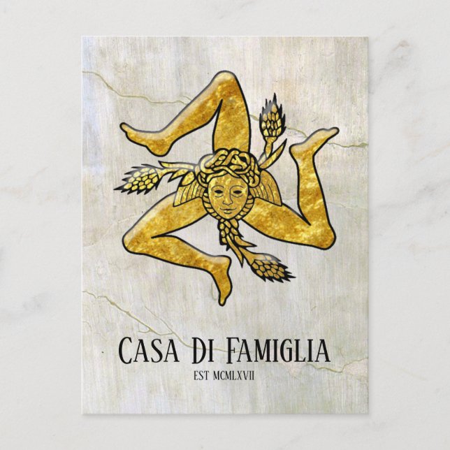 Cartes Pour Fêtes Annuelles Sicilienne Trinacria Votre Texte (Devant)