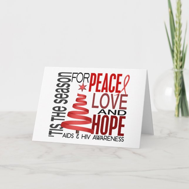 Cartes Pour Fêtes Annuelles SIDA de vacances de Noël d'espoir d'amour de paix (Devant)