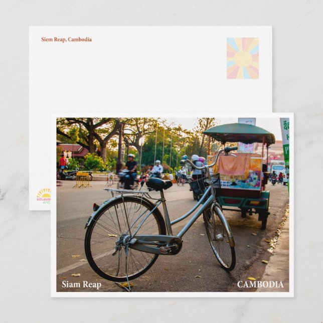 Cartes Pour Fêtes Annuelles Siem Reap Bicycle Street – Travel Postcard (Devant / Derrière)
