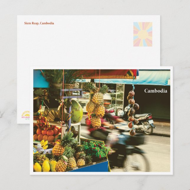 Cartes Pour Fêtes Annuelles Siem Reap Fruit Market – Travel Postcard (Devant / Derrière)