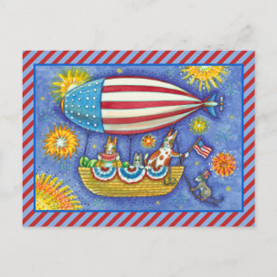 CARTES POUR FÊTES ANNUELLES SIFFLEMENT ET FITZ CHATS & SOURIS DANS ZEPPELIN DU