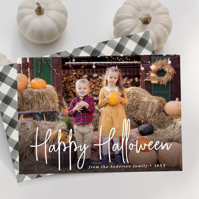 Cartes Pour Fêtes Annuelles Signature moderne Script Happy Halloween photo (Créateur téléchargé)