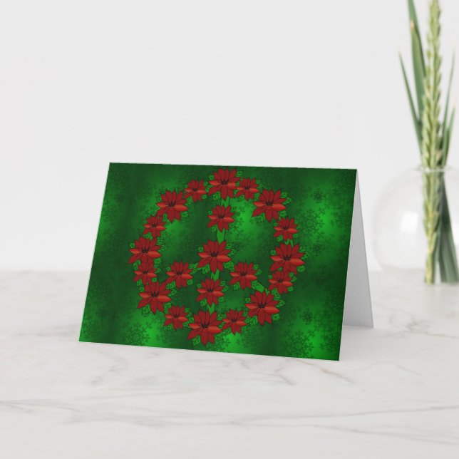 Cartes Pour Fêtes Annuelles Signe de paix de poinsettia (Devant)