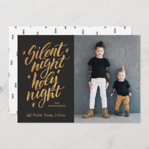 Cartes Pour Fêtes Annuelles Silence Night Faux Gold Foil Noël Photo Noir