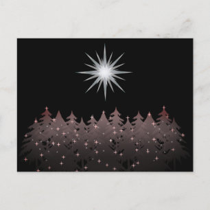 Cartes Pour Fêtes Annuelles Silent Night Sky White Star Trees Moderne Noël