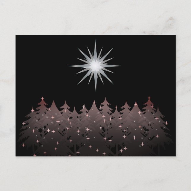 Cartes Pour Fêtes Annuelles Silent Night Sky White Star Trees Moderne Noël (Devant)