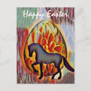 Cartes Pour Fêtes Annuelles Silhouette Cheval et Oeuf de Pâques Joyeux Pâques