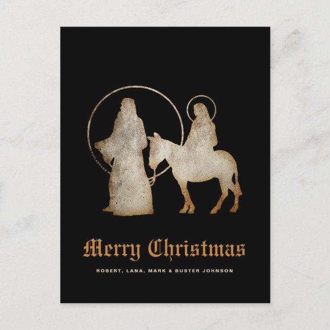 Cartes Pour Fêtes Annuelles Silhouette de la Nativité de Noël (Devant)