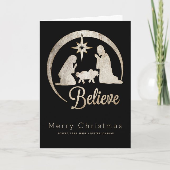 Cartes Pour Fêtes Annuelles Silhouette de nativité de Noël (Devant)